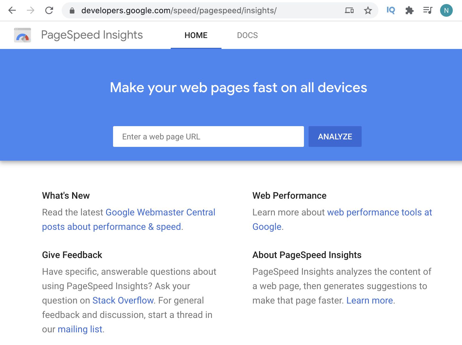 Google PagesSpeed Insights